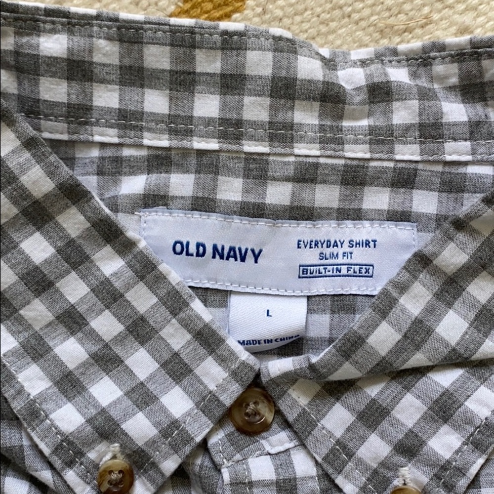 Grey white checker button down - Picture 3 of 5